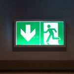 exit door sign office space interior door way entrance emergency icon