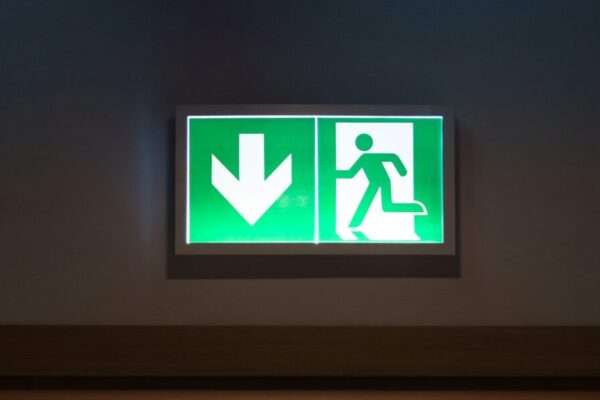 exit door sign office space interior door way entrance emergency icon