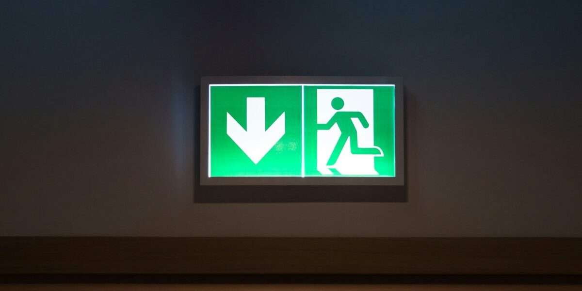 exit door sign office space interior door way entrance emergency icon